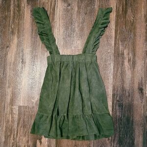 Forest Green Ruffle Strap Pinafore Mini Dress Size M Cottagecore